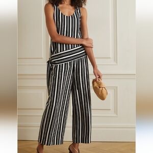 Jason Wu 2pc Set Striped Asymmetrical Hem Top, Wide Leg Crop Pants NWT Size XS